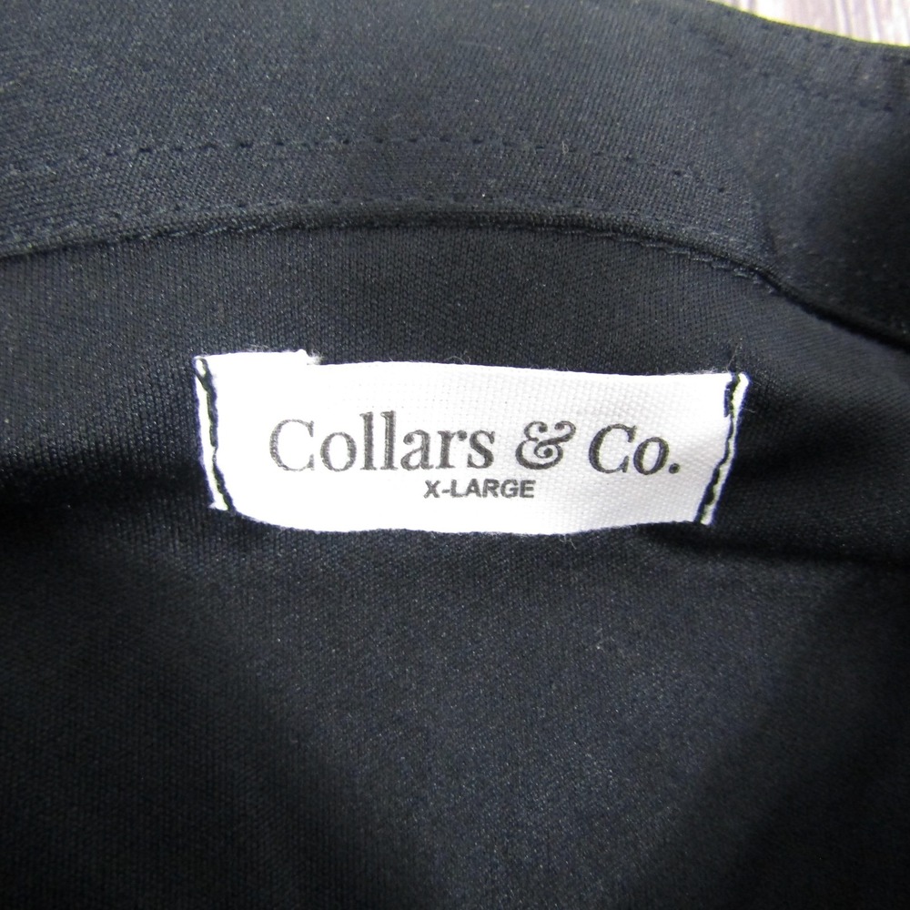 Collars & Co Polo Shirt Mens XL Black Dress Collar Performance Golf Top Stretch - Picture 2 of 6